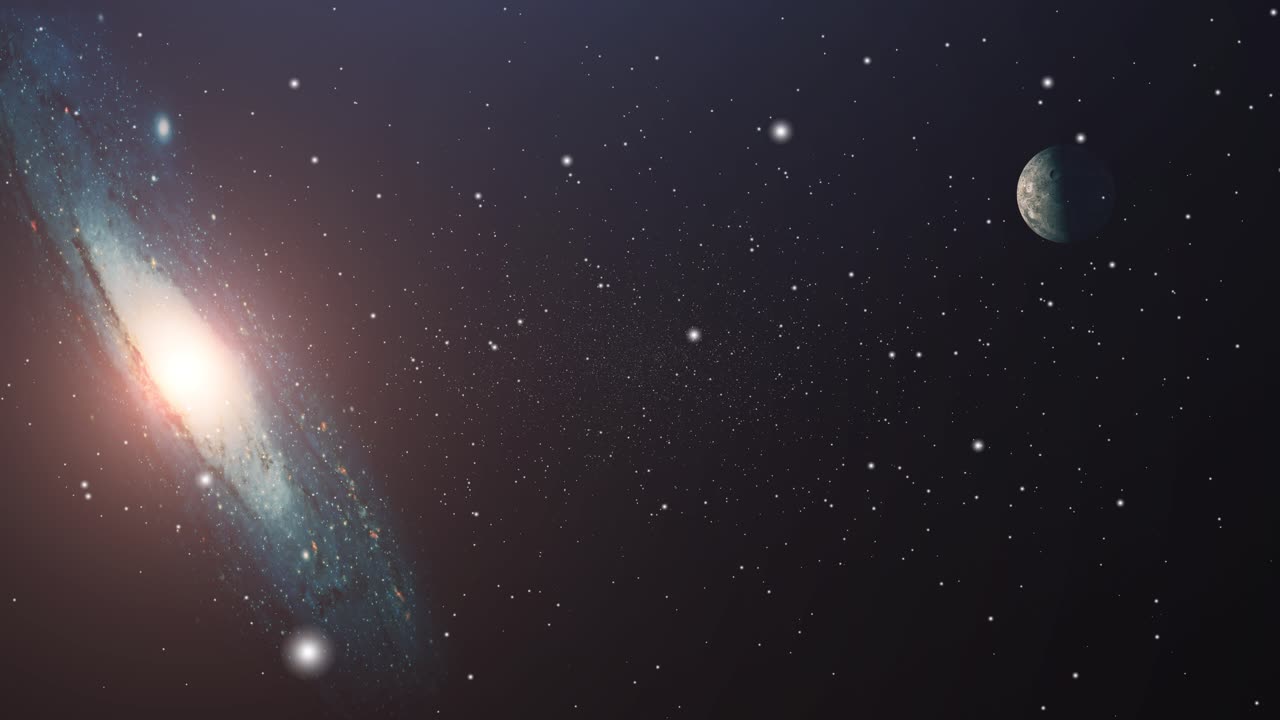 universo, planetas y galaxias y estrellas moviéndose en el espacio