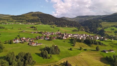 switzerland nature village moving time-lapse hyperlapse, aerial swiss town