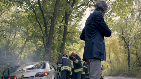 car accident in a forest