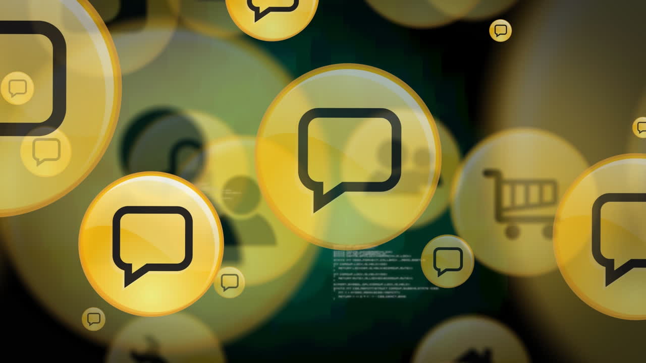 Animation of media icons over data processing