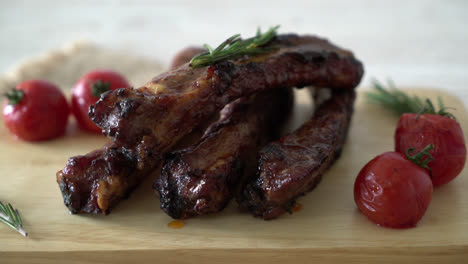 grilled barbecue ribs pork with rosemary