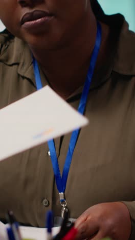 vertical video four women setting a strategy and exchanging insights in multinational company