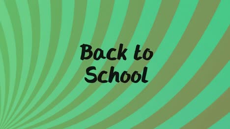 Animation-of-back-two-school-text-over-green-stripes-spinning