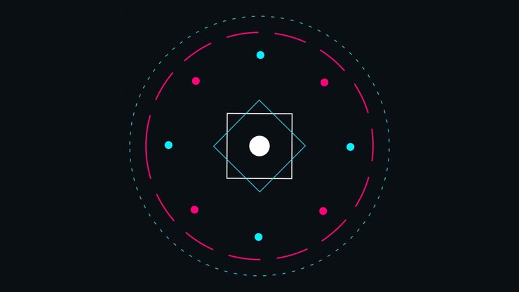 Abstract Geometric Motion Graphics with Rotating Squares and Pulsing Circles