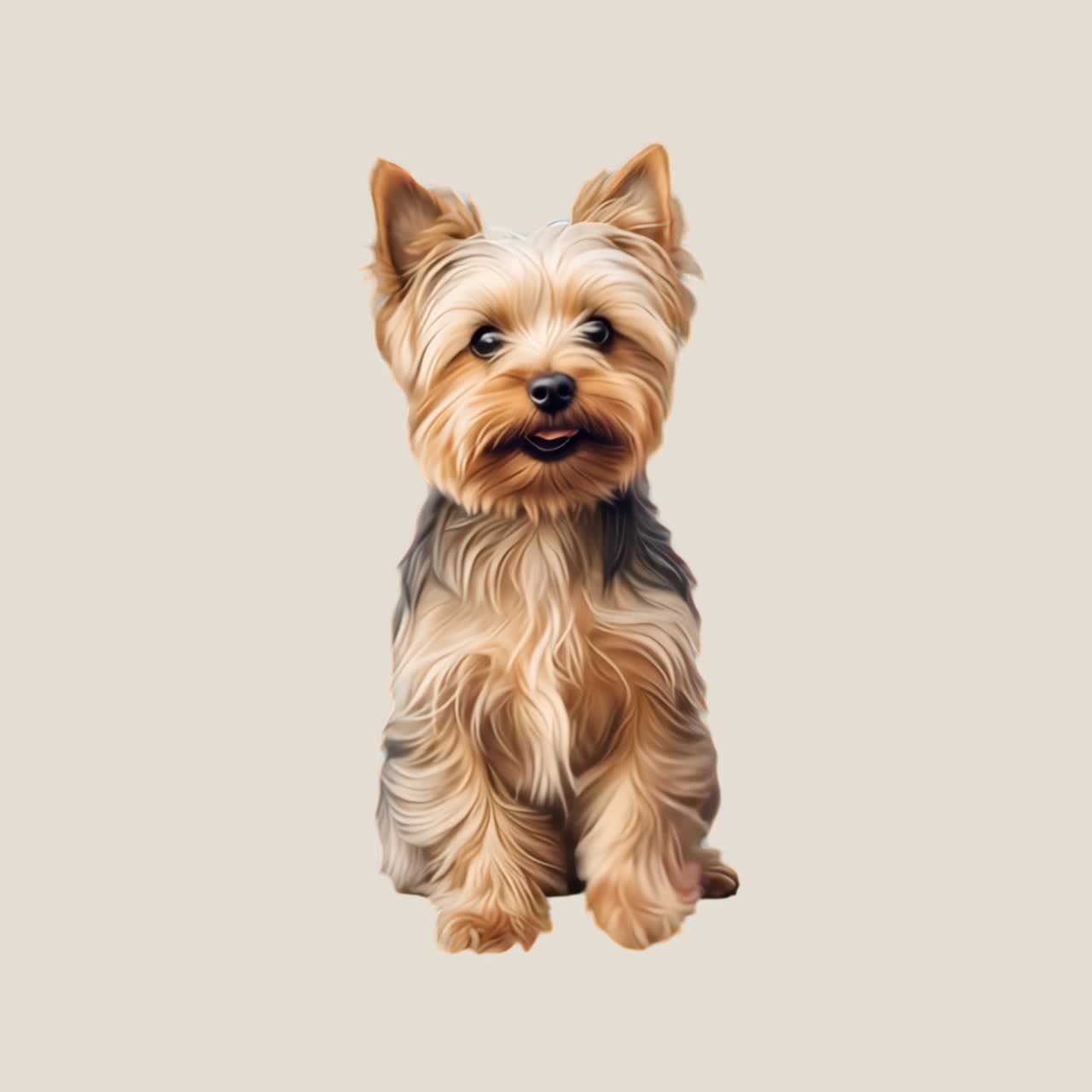 Adorable Yorkshire Terrier illustration animation isolated asset, transparent 4K video, alpha