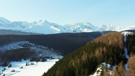 tatry snowy mountain range at border between poland and slovakia