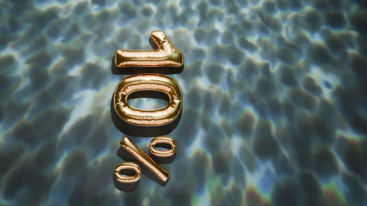 물 위에 떠있는 황금 10%는 검은 바탕에 수직으로 파동됩니다.