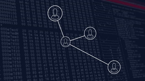 animation of network of connections over data processing on black background