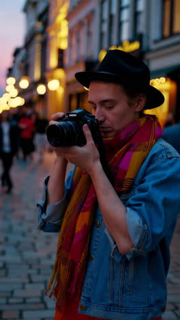 city street photography at dusk