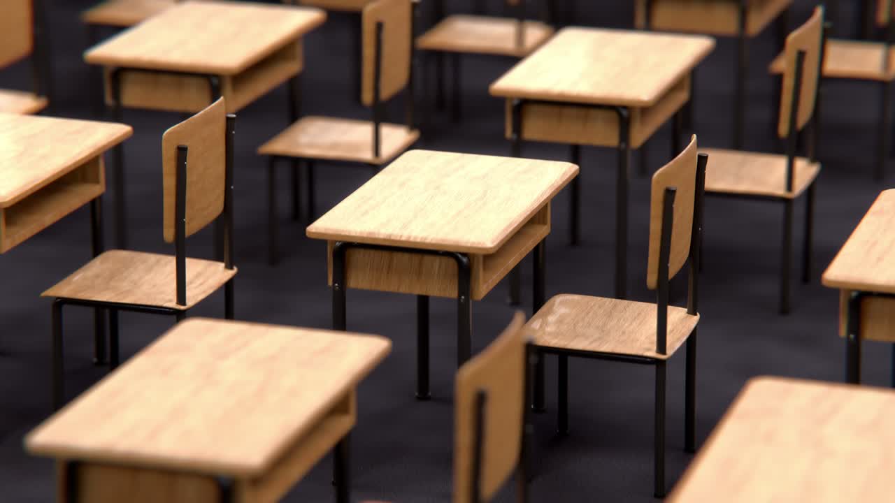 Classroom with empty desks. Looped video