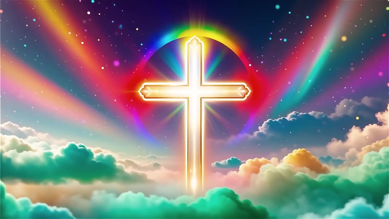 Christian Cross Heavenly Light Worship Background
