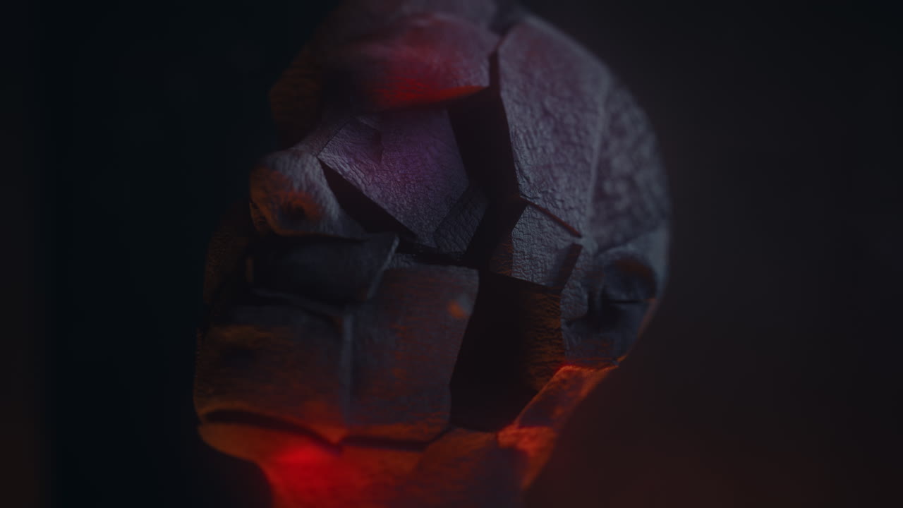 Crushed android head put on spike deep in hell