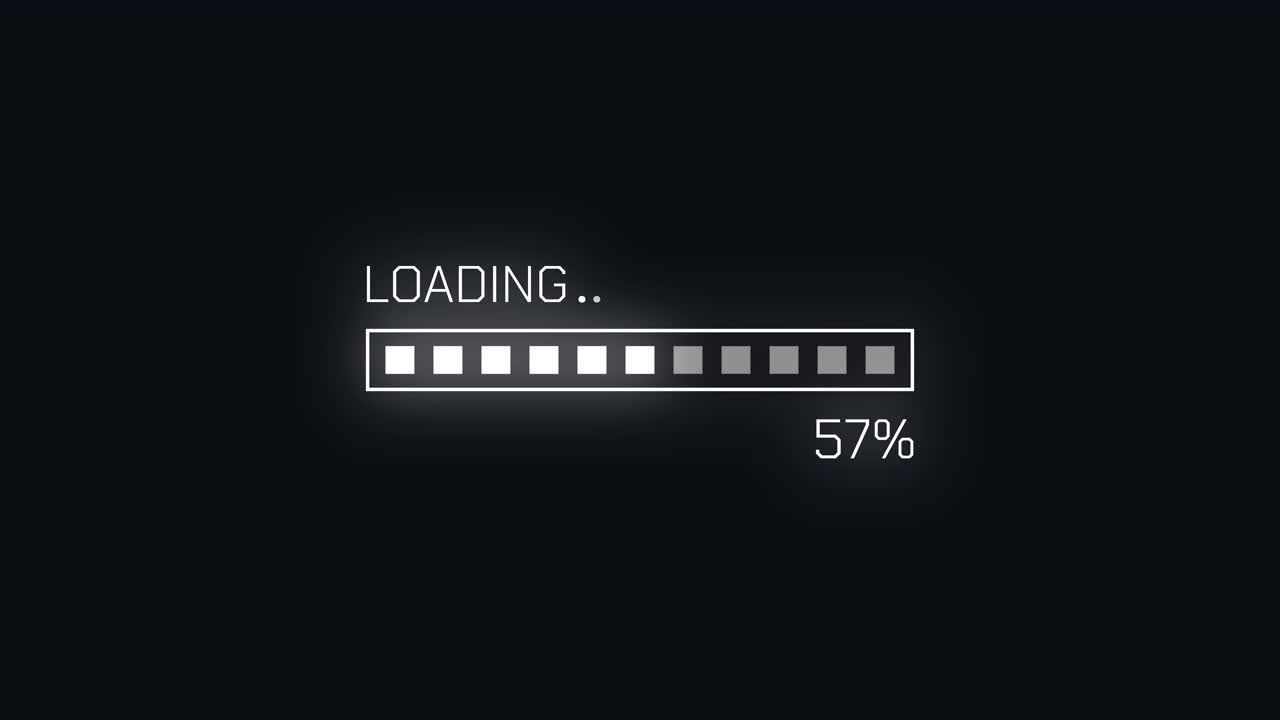 Digital Loading Progress Bar Animation on Dark Background