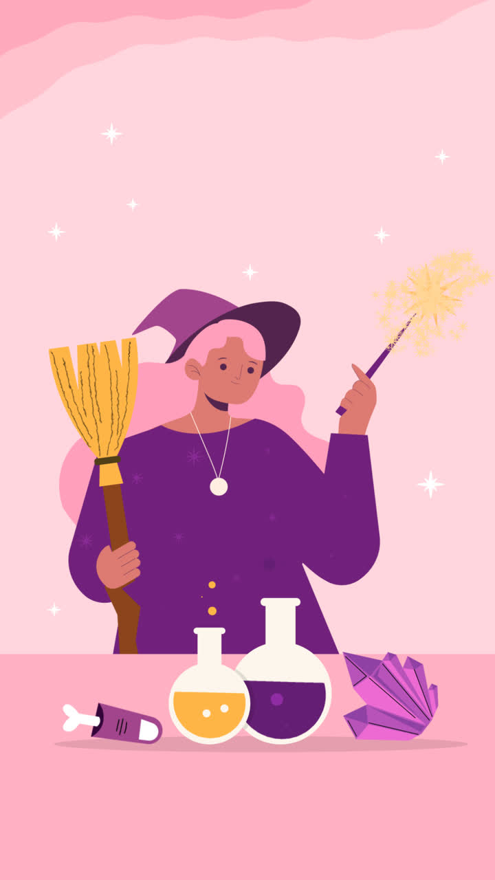 평평한 할로윈 배경 일러스트레이션의 애니메이션