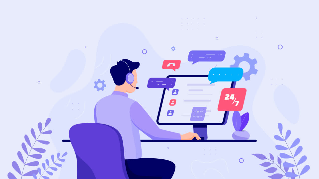 An animation of Flat customer service week illustration