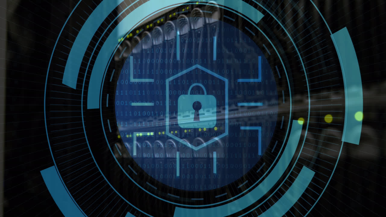 animación del icono del candado sobre la sala del servidor