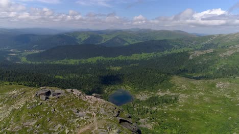 aerial view of a mountain lake