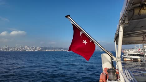 slow motion of turkey flag fluttering in the wind in istanbul