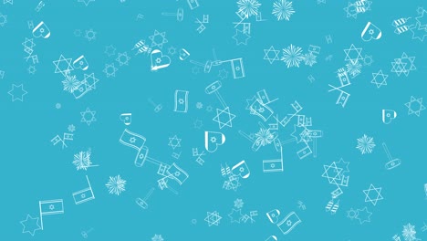 día de la independencia de israel vacaciones diseño plano fondo de animación con símbolos de icono de contorno tradicional