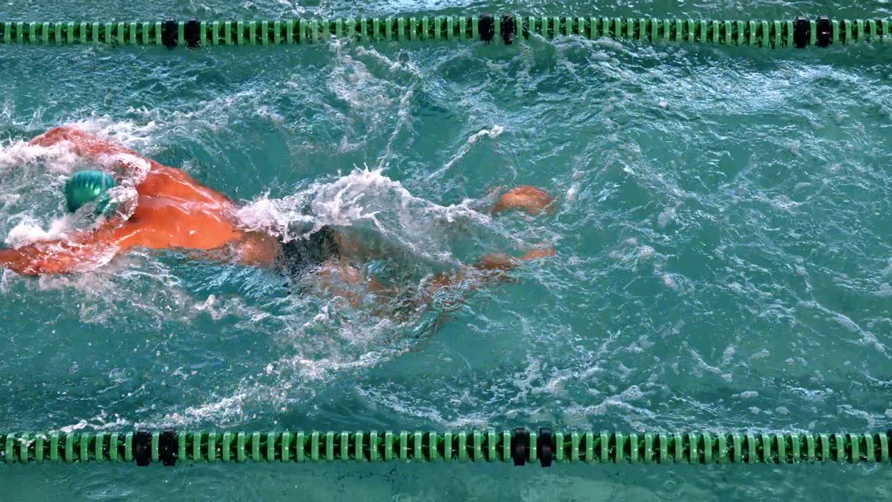 Fit svømmer, der laver butterfly i swimmingpoolen