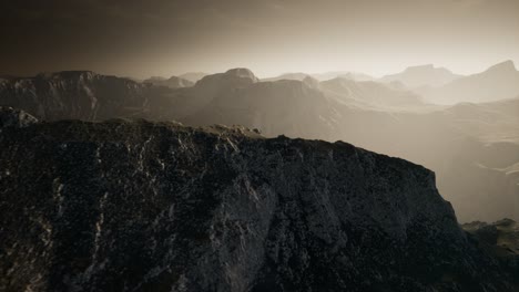 dramatic sky over steps in a mountain.