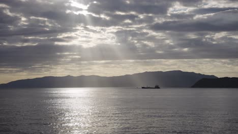 Sunset-over-the-Seto-Inland-Sea-of-Japan,-Awaji-and-Tomogashima-Island