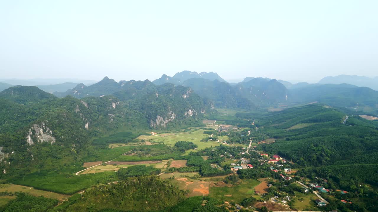 Aerial View of Vietnamese Mountains and Valley