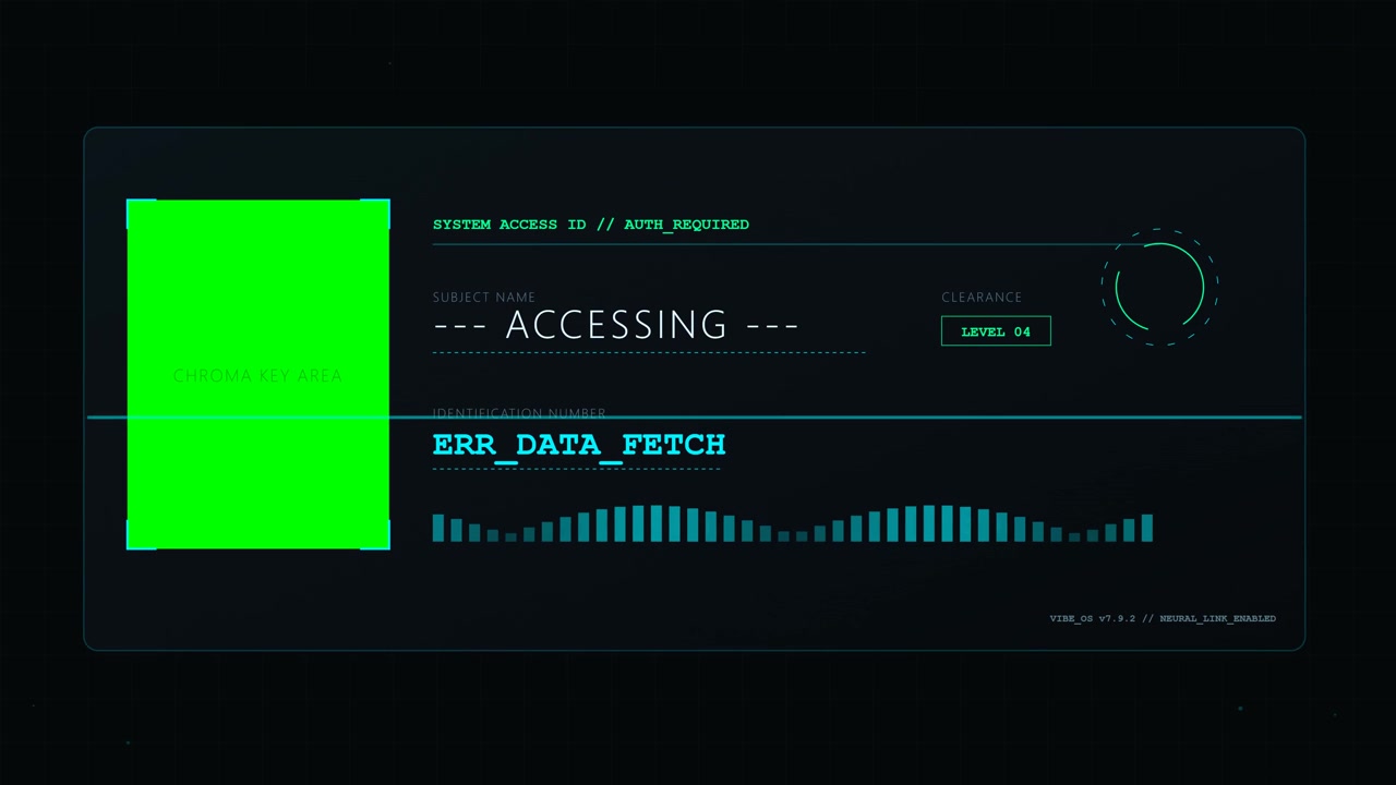 Futuristic Digital Interface Display with Chroma Key Area