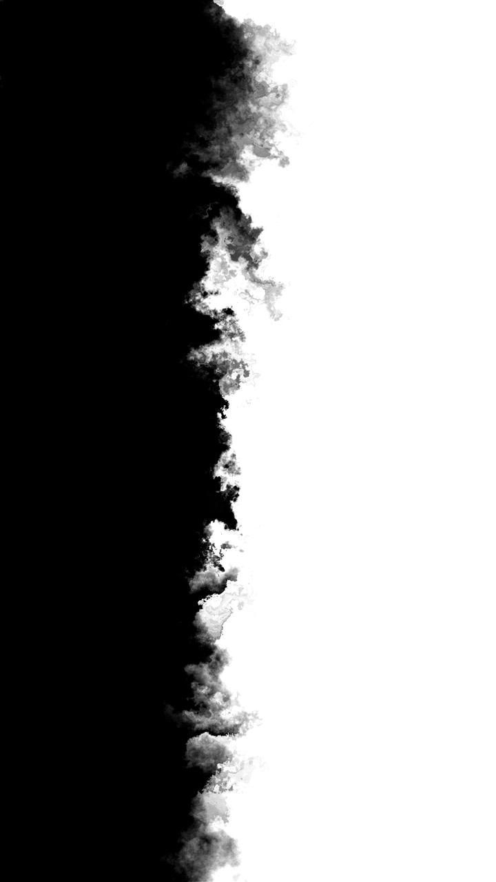 Sovrapposizione di nebbia bianca e nera, bordo inferiore fumoso, texture di vapore ondeggiante, dettaglio atmosferico contrastante per film
