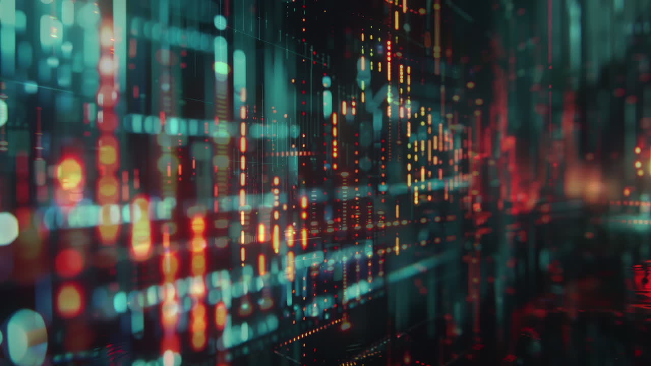 abstract city scene of data and code made with generative AI