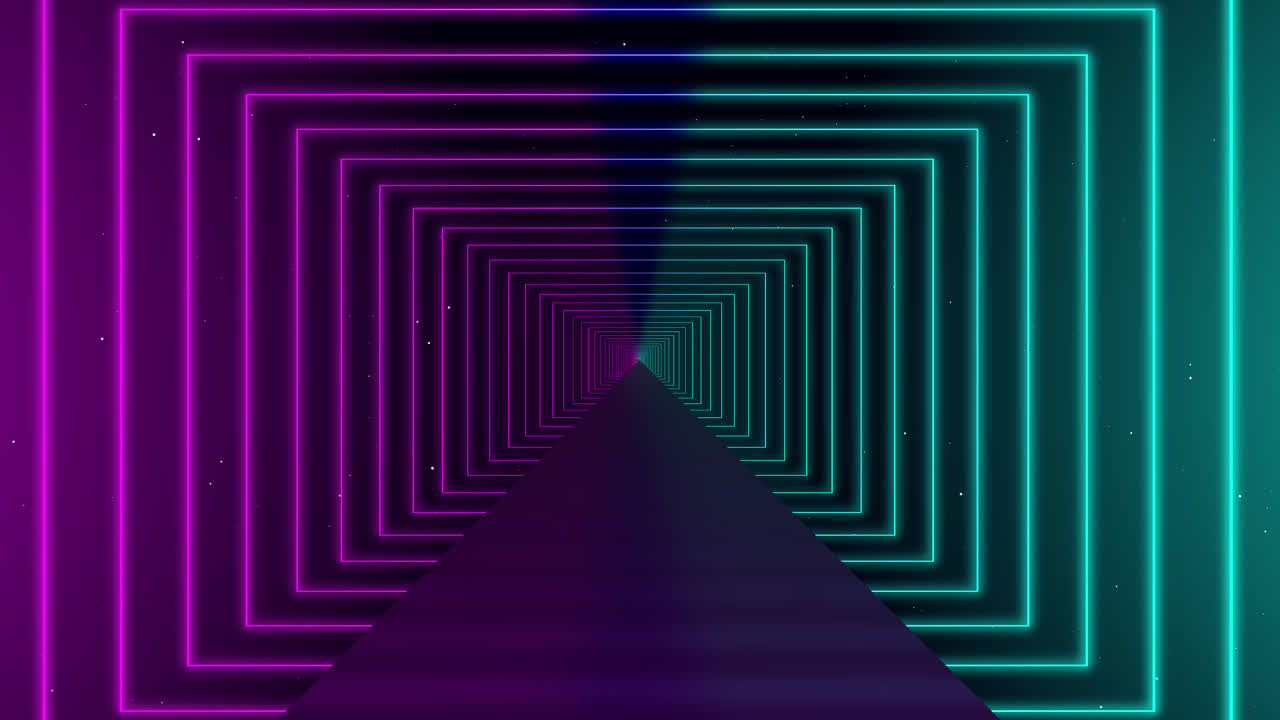 Abstract Neon Tunnel with Retro Synthwave Glow