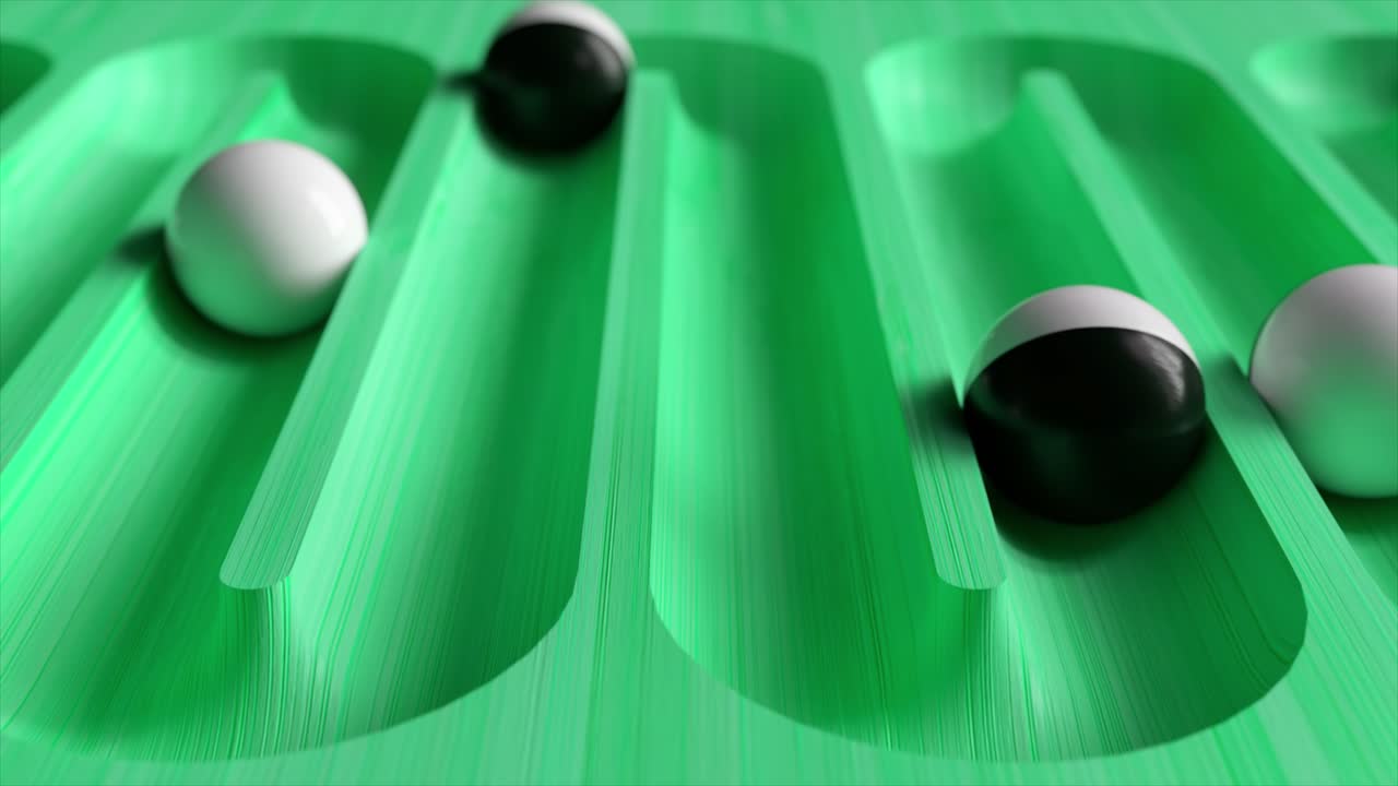 modelo 3d abstracto con bolas en canales verdes