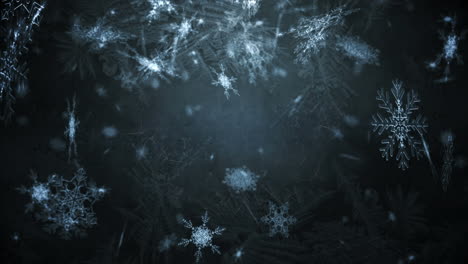 animación de copos de nieve cayendo sobre un fondo negro