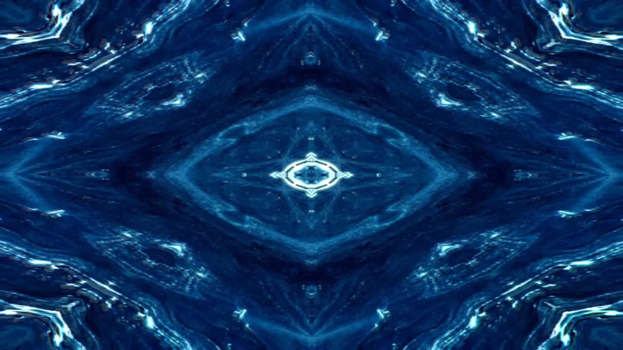 único colorido caleidoscopio fractal patrón de mármol azul fondo de movimiento.