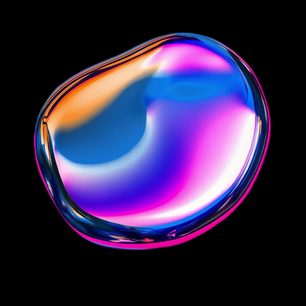 Colorful, reflective abstract shape animation isolated asset, transparent 4K video, alpha channel