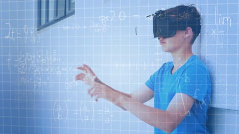 animación de ecuaciones matemáticas sobre escolares utilizando auriculares vr