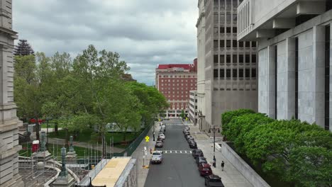 downtown albany new york drone view