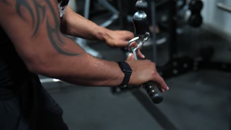 a muscular male bodybuilder lifting weights at the gym