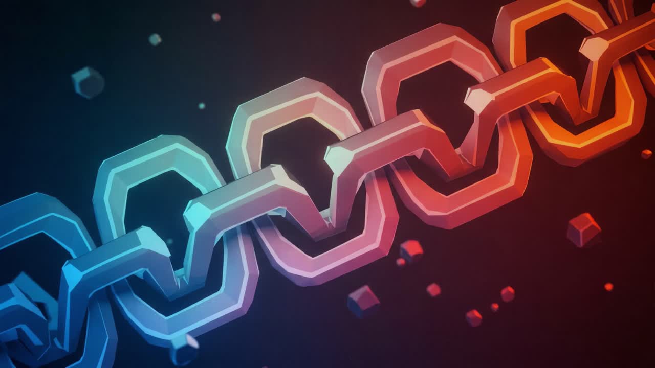 A Visual Representation of Interconnected Chains Emphasizing Strength and Unity, Highlighting the Gradual Transition of Color from Blue to Orange, Symbolizing Synergy and Collaboration