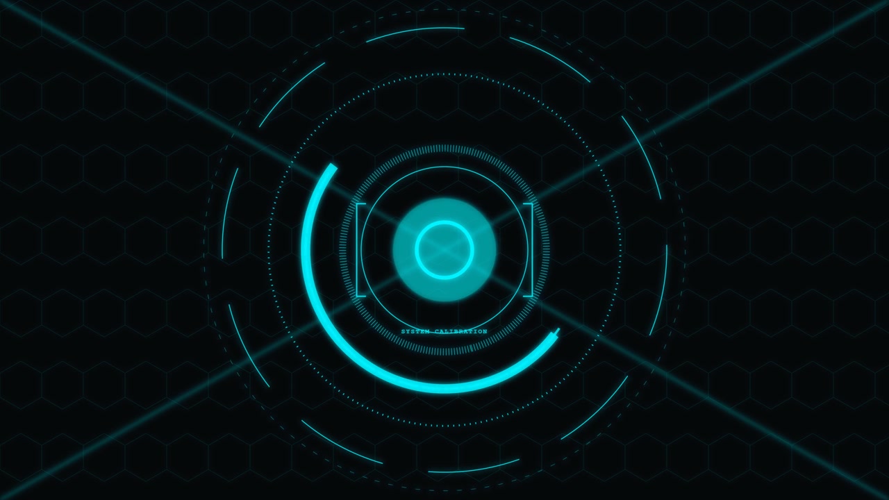 Futuristic Digital HUD Interface with Rotating Circular Loading Animation
