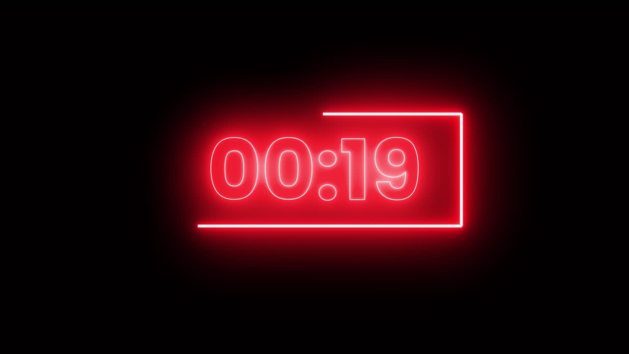 Red Neon Digital Countdown Timer from 30 Seconds