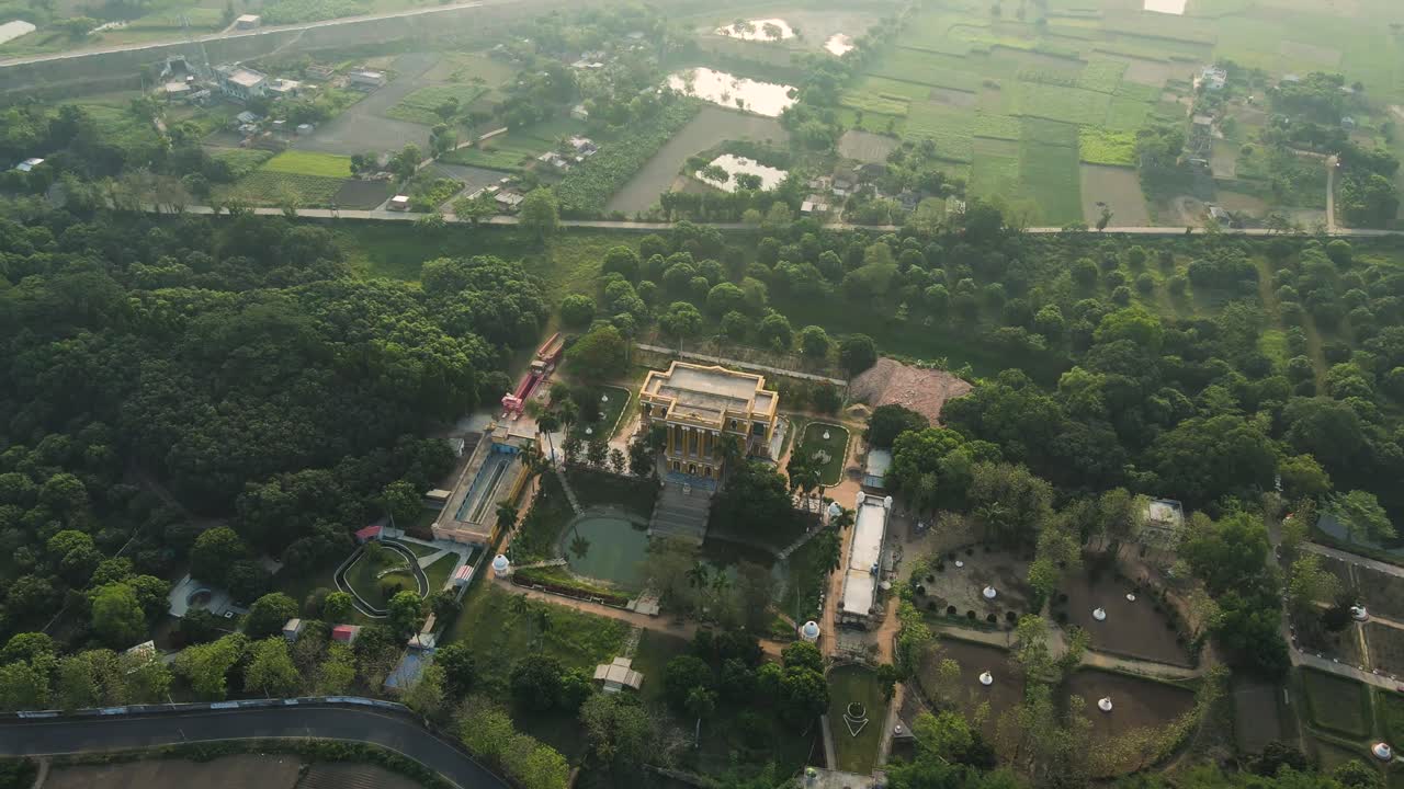Aerial shot of Murshidabad, featuring the beautiful Imambara and its vibrant cultural surroundings.