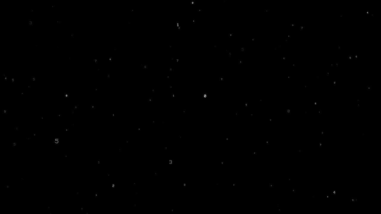 Digital animation of codes and particles moving in matrix style, slow ...