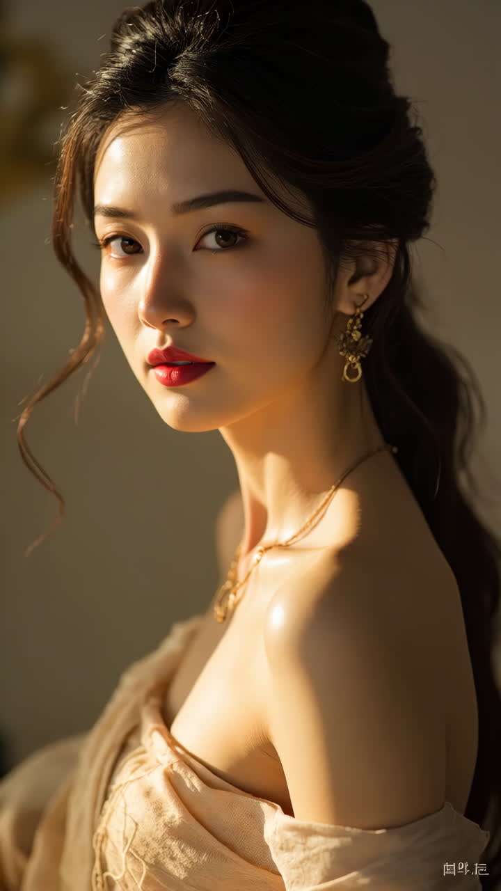 Elegant Portrait of a Woman in Warm Golden Light