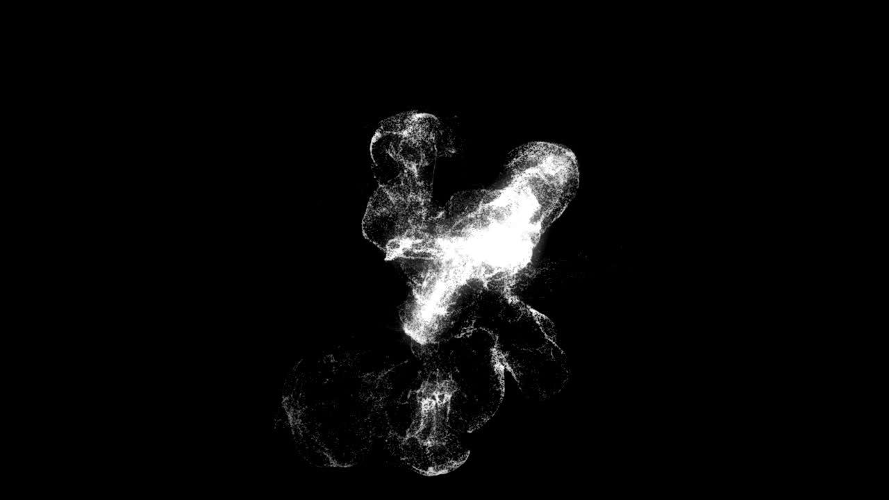 Abstract dynamic particle source on a black background