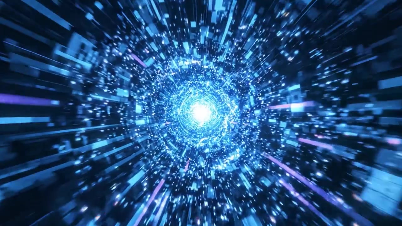 A Journey Through the Digital Abyss: Exploring the Dynamic Flow of Light and Data in an Infinite Blue Tunnel of Energy and Motion