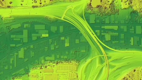 animated map of urban city area with coloured geospatial data for gis usage