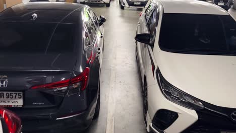 cars parked in a parking garage