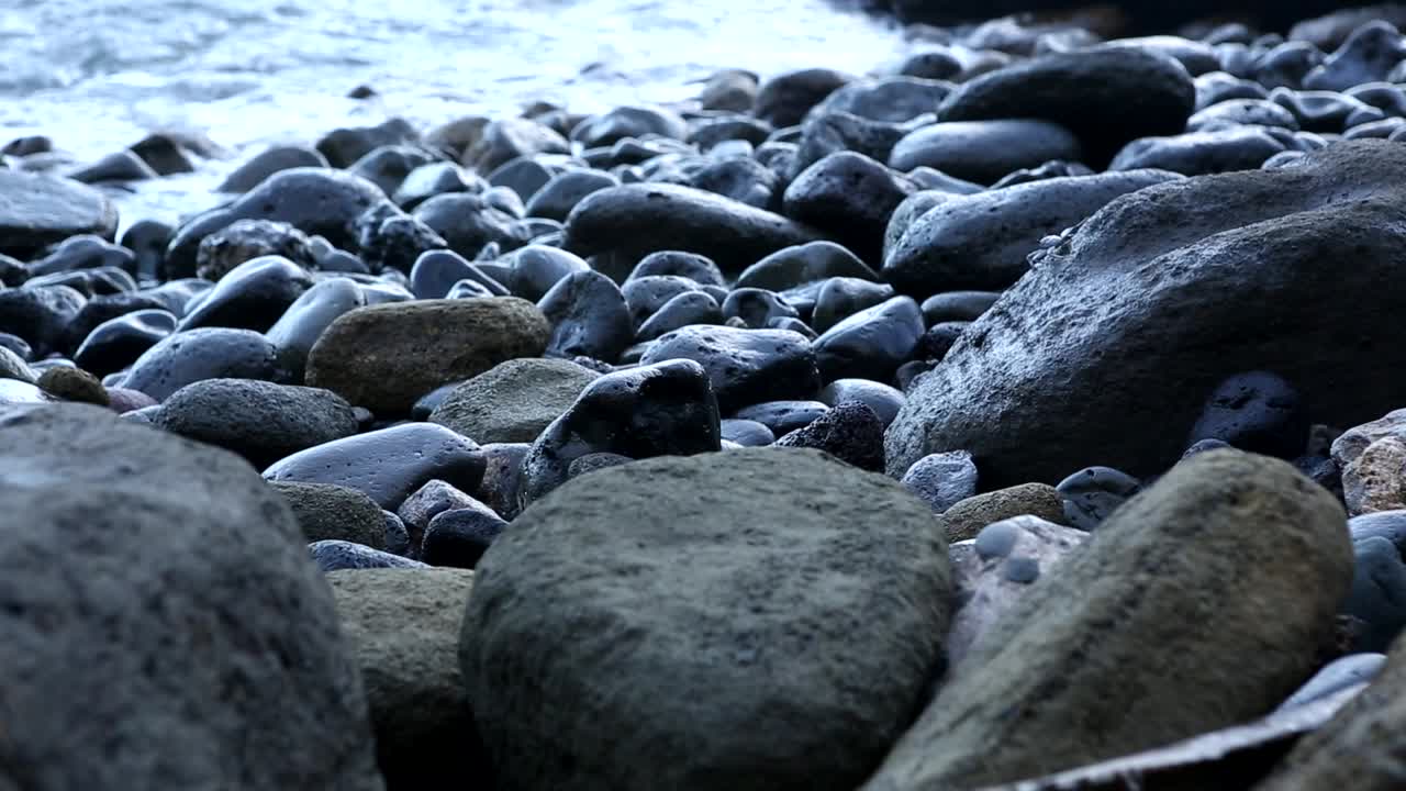 게는 끝없는 바다를 보면서 바위를 올라