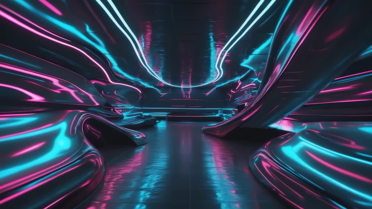 Abstract Neon Cyberpunk Corridor